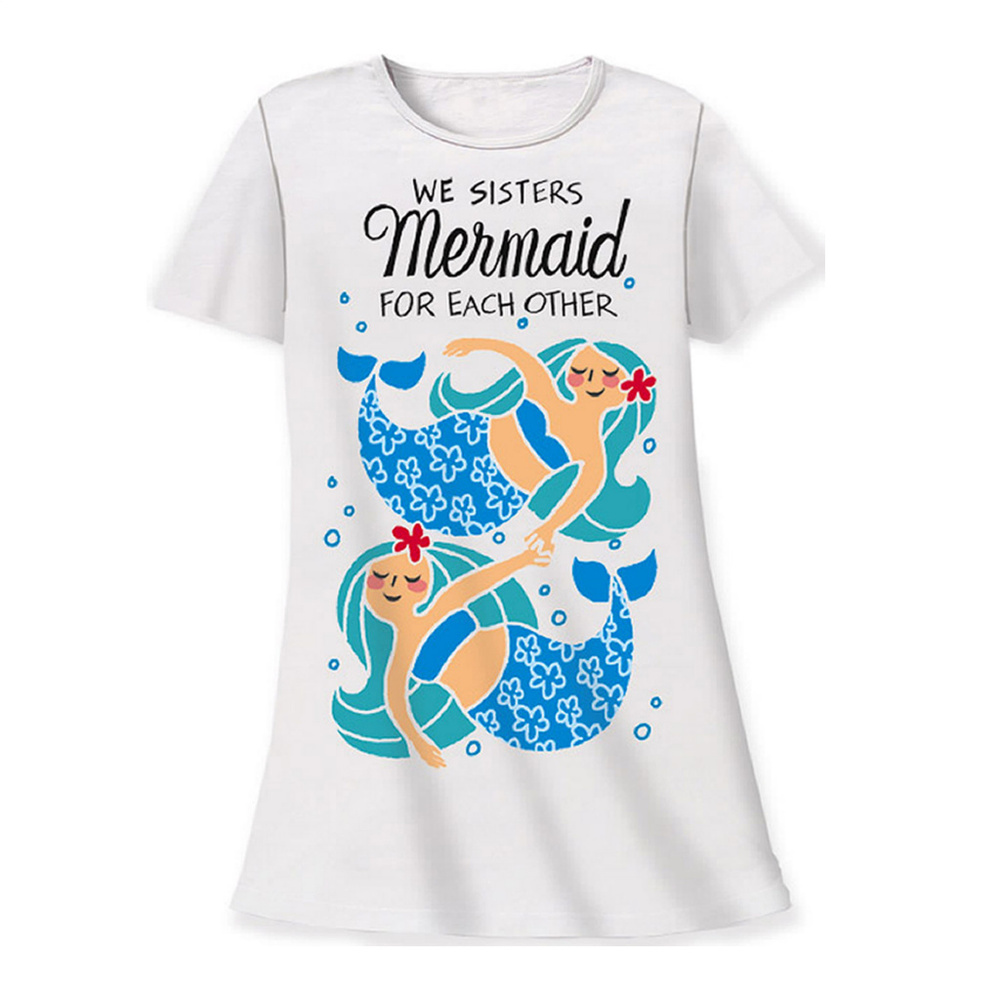 NWT Mermaid Sisters Cover Up Sleepshirt Cotton